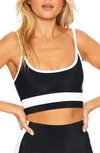Beach Riot Eva Ribbed Colorblock Swim Top In Black/ White