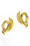 David Webb Hammered Bent Nail Stud Earrings In Yellow Gold