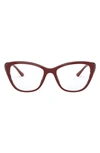 Prada 54mm Cat Eye Optical Glasses In Bordeaux / Grey Havana