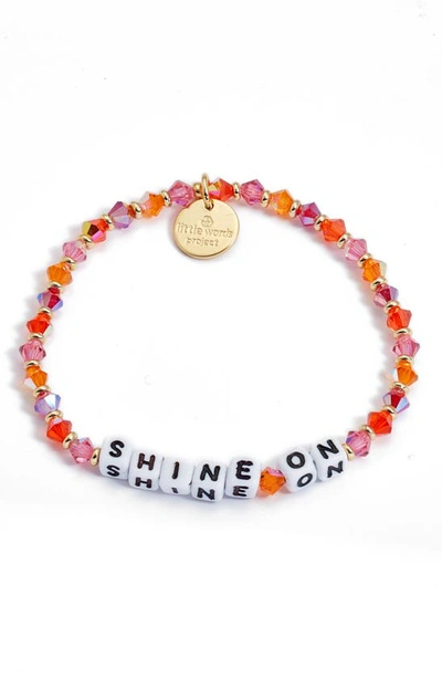 Little Words Project Shine On Beaded Stretch Bracelet In Pink Multi/ White