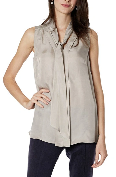 Emilia George Clementine Sleeveless Maternity Blouse In Satin Grey