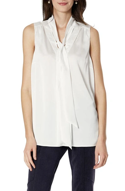 Emilia George Clementine Sleeveless Maternity Blouse In Satin White