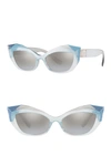 Dolce & Gabbana 54mm Gradient Beveled Cat Eye Sunglasses In Grey/ Silver Gradient Mirror
