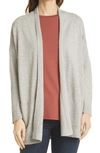 Eileen Fisher Organic Linen-cotton High-collar Slub Cardigan In Silver