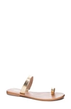 42 Gold Zola Slide Sandal In Gold Leather