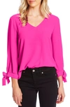 Cece Tie Sleeve Top In Garden Rose