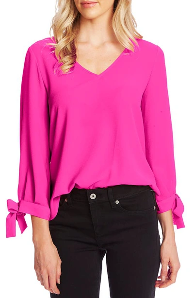 Cece Tie Sleeve Top In Garden Rose