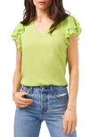 1.state Ruffle Short Sleeve V-neck Top In Fresh Lime