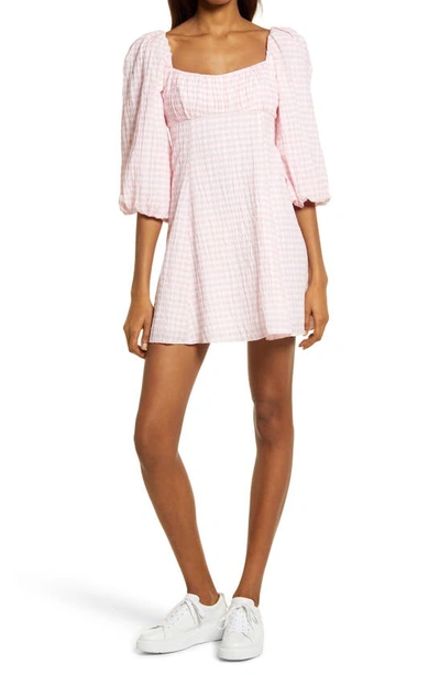 Ever New Scoop Neck Minidress In Pink/ White Gingham