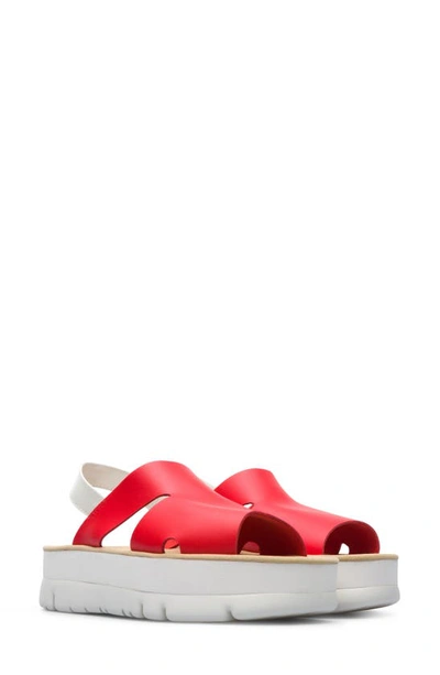 Camper Oruga Up Platform Slingback Sandal In Red