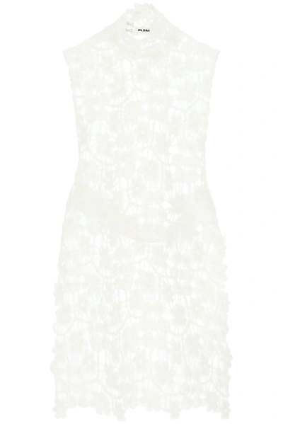 Jil Sander Floral Embroidered Sleeveless Top In White