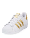 Adidas Originals Superstar Original Fashion Sneaker, White/gold In White/ Gold