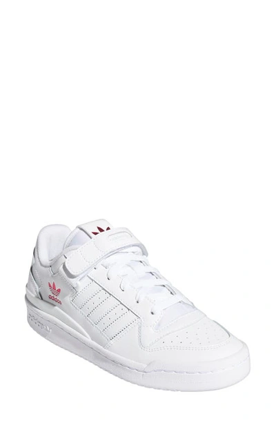 Adidas Originals Forum Panelled Low-top Leather Sneakers In White/white/shock Pink