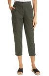 Eileen Fisher Organic Cotton & Hemp High Waist Tapered Ankle Pants In Seawd