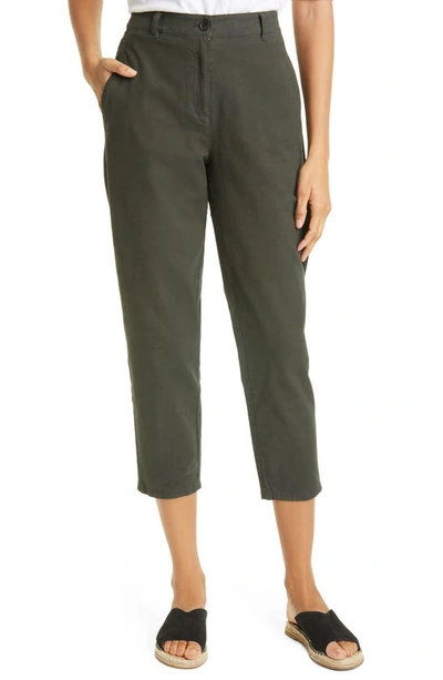 Eileen Fisher Organic Cotton & Hemp High Waist Tapered Ankle Pants In Seawd