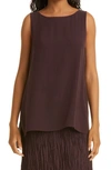 Eileen Fisher Silk Crepe Bateau Neck Shell In Casis