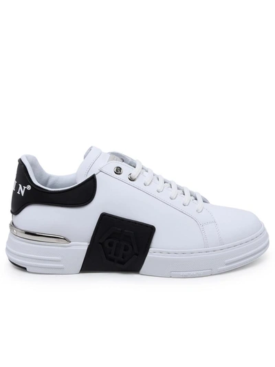 Philipp Plein Men's Shoes Leather Trainers Sneakers Phantom Kicks In White