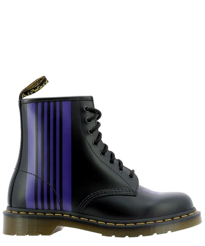 Dr. Martens' Needles Black/purple Leather Ankle Boots