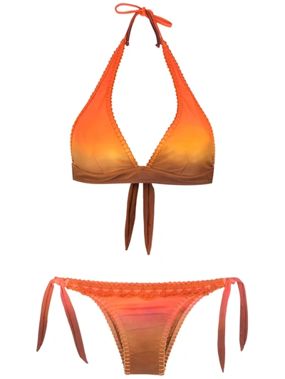 Amir Slama Embroidery Tie Dye Bikini Set In Mehrfarbig