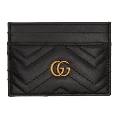 Gucci Black Gg Marmont Card Case In 1000 Nero/n