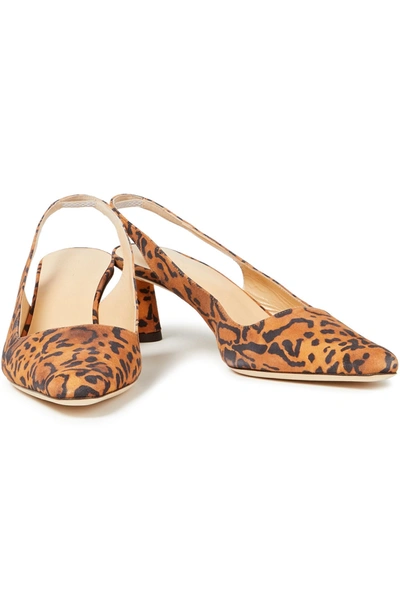 By Far Diana Leopard-print Suede Slingback Pumps In Animal Print