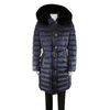 BURBERRY LADIES NAVY ASHMORE FUR-TRIMMED QUILTED DOWN COAT, BRAND SIZE LARGE