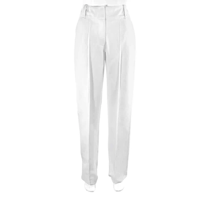 Burberry Ladies White Skerton Cotton Drill High-waisted Trousers, Brand Size 6 (us Size 4)