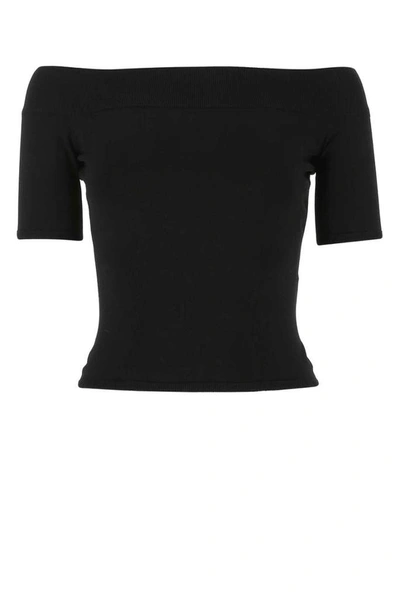 Alexander Mcqueen Amq Knt Swtr Ss Off Shldr  Strtch Visc K In Black
