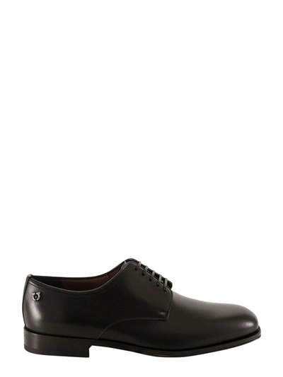 Salvatore Ferragamo Square-toe Lace-up Derby Shoes In Black