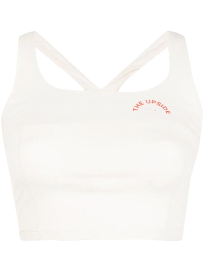 The Upside Womens Pearl Edita Logo-print Stretch-cotton Crop Top S In Neutral
