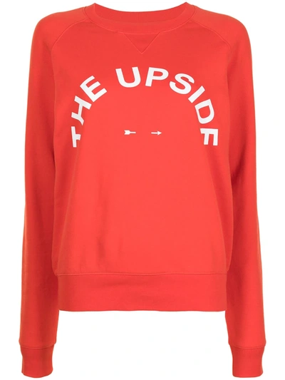 The Upside Womens Red Bondi Crew Logo-print Cotton-jersey Sweatshirt S