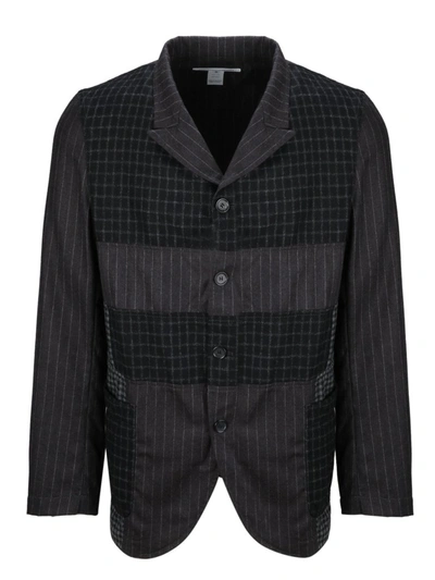 Comme Des Garçons Shirt Patchwork Knitted Blazer In Grey