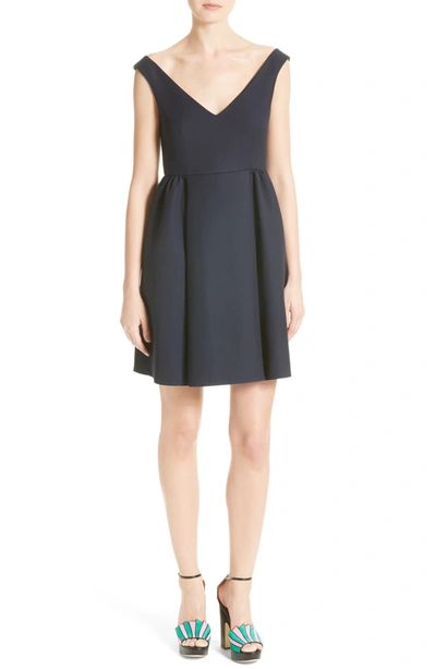Red Valentino Crepe Cady Dress In Navy