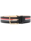 Thom Browne Black Rwb Stripe Leather Belt In Schwarz