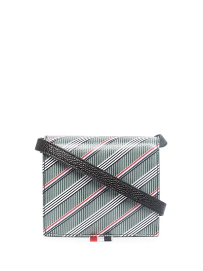 Thom Browne Striped Rwb Wallet In Grey