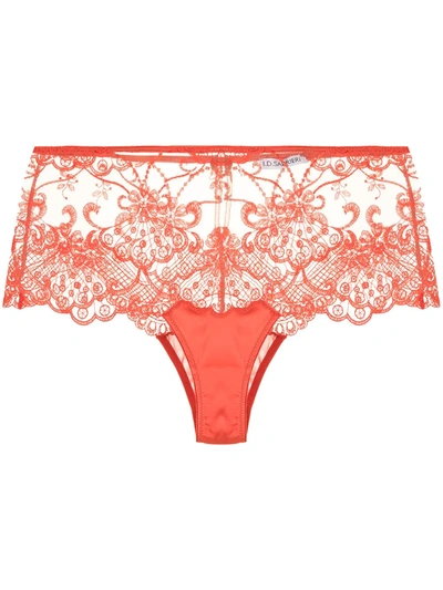 Id Sarrieri High-waisted Lace Briefs In Red