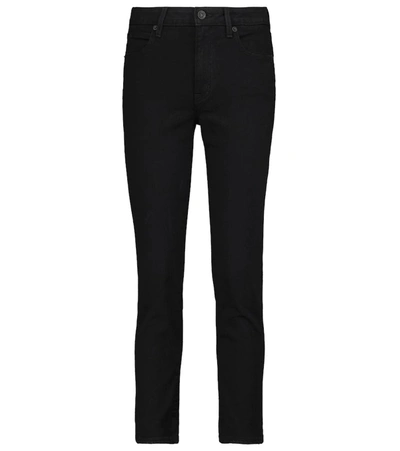 Slvrlake Lou Lou Cropped Mid-rise Slim-leg Jeans In Black