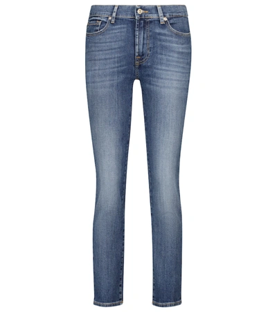 7 For All Mankind Roxanne Sideline Slim-cut Jeans In Blue