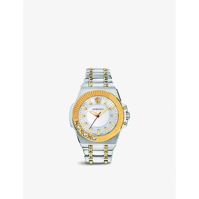 Versace Vedy00519 Chain Reaction Stainless-steel Quartz Watch In Yellow Gold & Silver