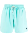 Polo Ralph Lauren Mens Two-slip-pockets Drawstring Swim Shorts Sunset Green Xxl In Blau