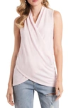 1.state Wrap Front Sleeveless Top In Pink Cloud Heather