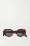 CELINE TRIOMPHE OVAL-FRAME TORTOISESHELL ACETATE SUNGLASSES