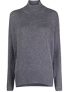 Jil Sander Grey Roll Neck Cashmere Sweater In Grau
