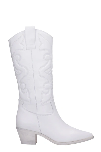 Alchimia Texan Boots In White Leather