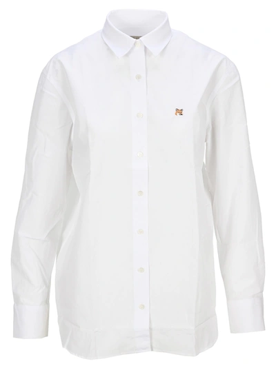 Maison Kitsuné Maison Kitsune Fox Head Embroidery Shirt In White