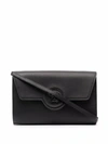 Versace La Medusa Leather Wallet On A Strap In Black