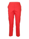 Theory Treeca Good Linen Cropped Pull-on Ankle Pants In Red