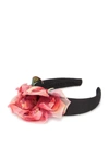 DOLCE & GABBANA FLOWER DETAIL HAIRBAND IN BLACK AND PINK