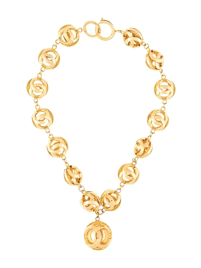 Pre-owned Chanel 1990s Interlocking Logo Chain Necklace In Gold