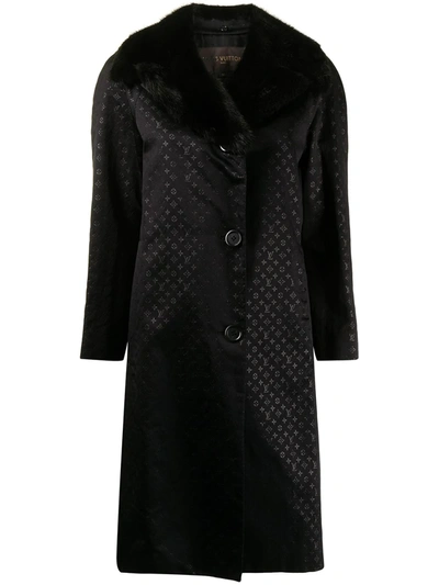 Pre-owned Louis Vuitton  Monogram Single-breasted Coat In Black